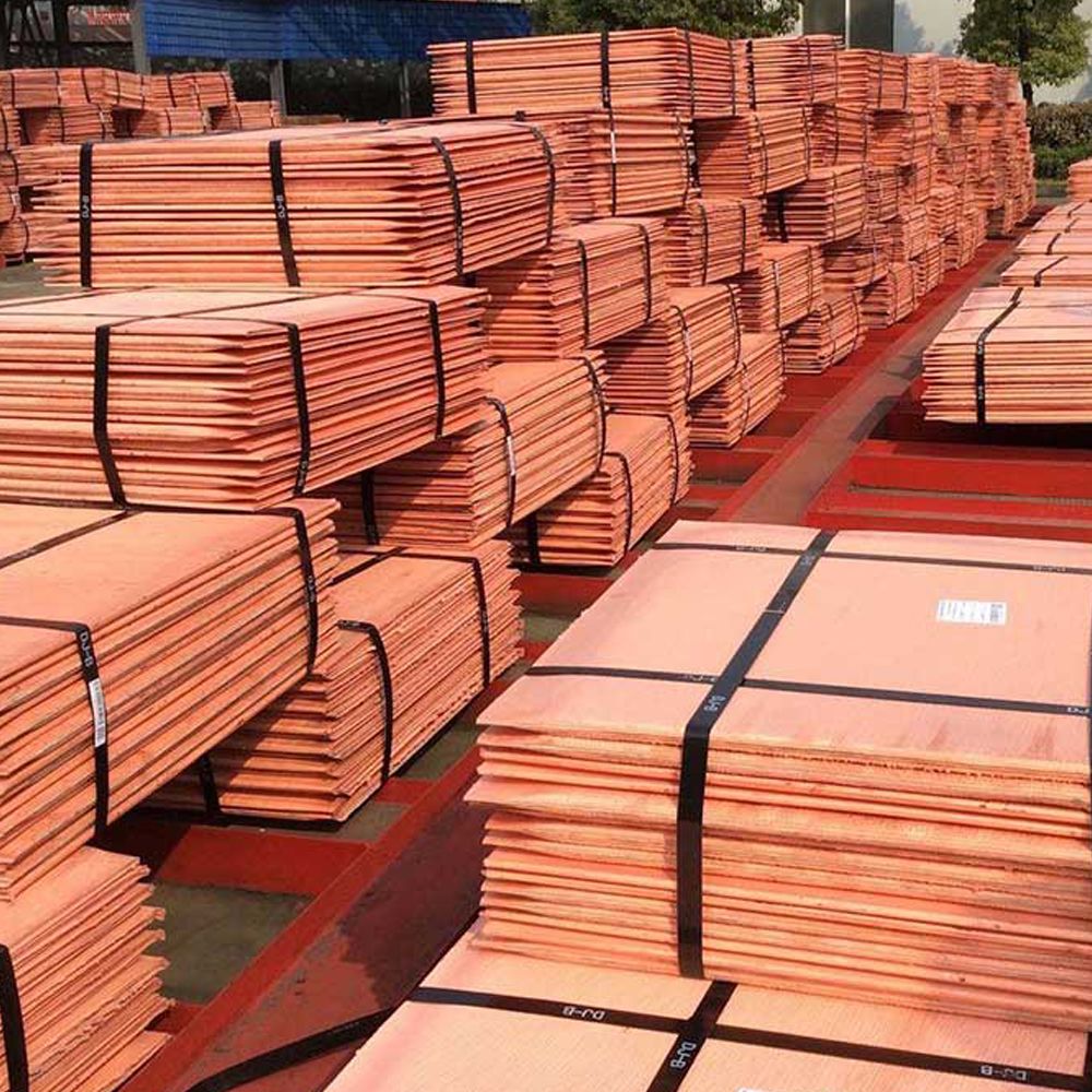 Stacks of copper cathodes ready for export